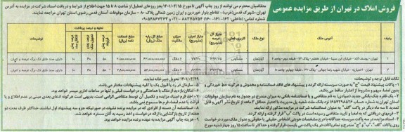 مزایده فروش املاک
