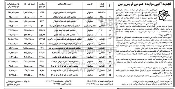 تجدید مزایده فروش املاک مازاد