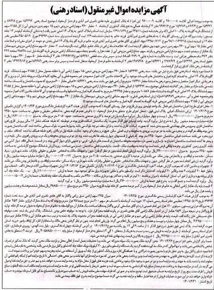 مزایده زمین مزروعی آبی با کاربری صنعتی به مساحت 2050 مترمربع