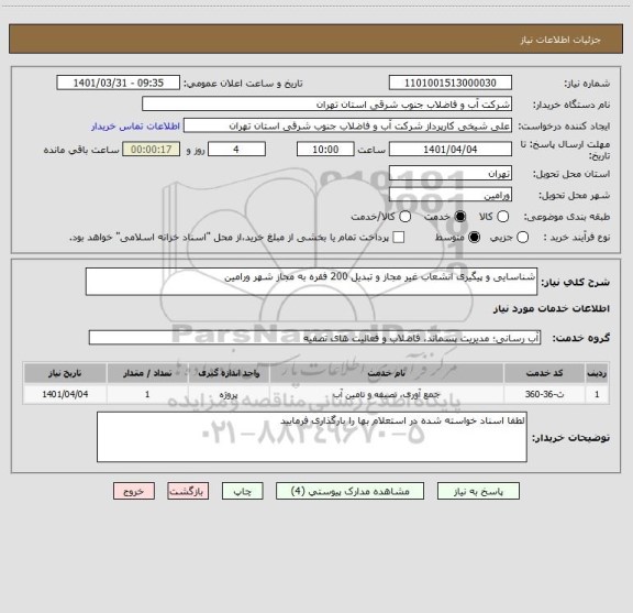 استعلام شناسایی و پیگیری انشعاب غیر مجاز و تبدیل 200 فقره به مجاز شهر ورامین