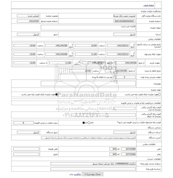 مزایده ، کاغذه خرد شده