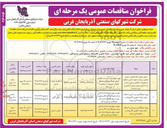 فراخوان مناقصه اجرای تصفیه خانه فاضلاب شهرک صنعتی و...- نوبت دوم
