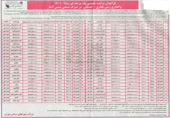 واگذاری زمان تجاری - خدماتی در شهرک صنعتی شمس آباد 