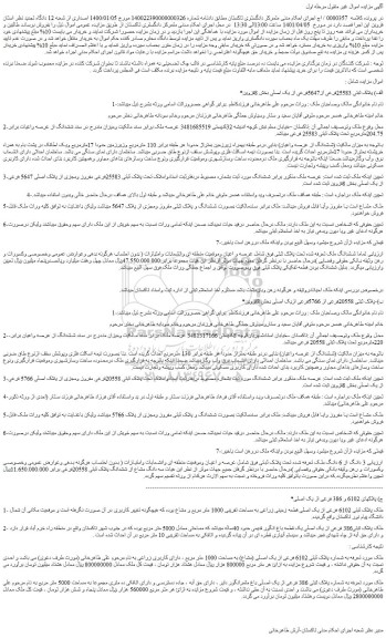 مزایده فروش ملک به شماره پلاک ثبتی 6102 فرعی از یک اصلی (مشاع) به مساحت 1000 متر مربع