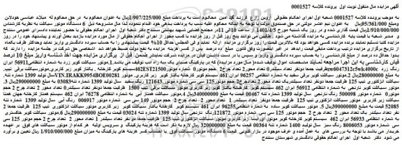 مزایده فروش موتور سیکلت کویر زرد و...