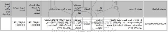 مناقصه، فراخوان ارزیابی کیفی ترمیم واصلاح کارهای محوطه سازی وکارهای ساختمانی ایستگاه تقلیل فشار وسج نهاوند19-1401