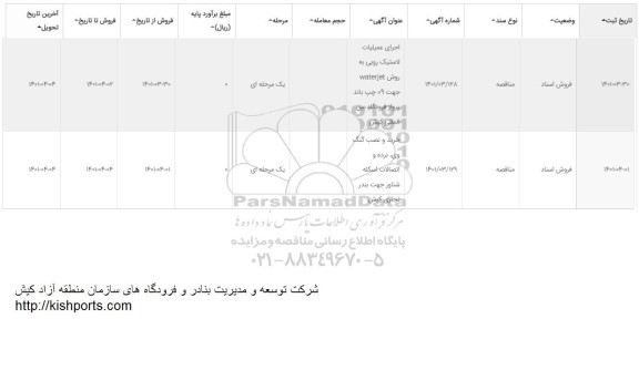 مناقصه خرید و نصب گنگ وی، نرده و اتصالات اسکله شناور جهت بندر تجاری 