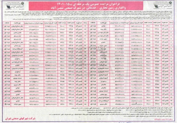 مزایده واگذاری 50 قطعه زمین تجاری - خدماتی