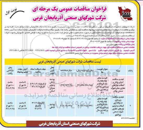 فراخوان مناقصات اجرای روکش و آسفالت نوارهای حفاری معابر شهرک و...
