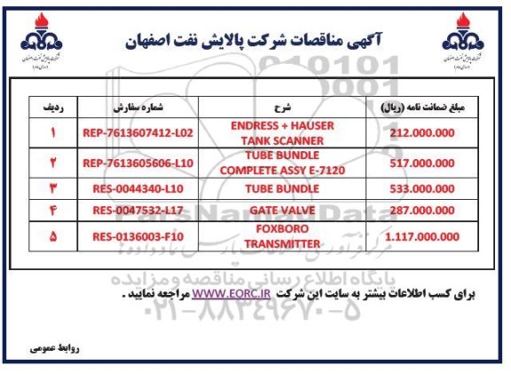 مناقصه ENDRESS+HAUSER  TANK SCANNER