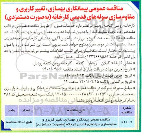 مناقصه عمومی پیمانکاری بهسازی، تغییر کاربری و مقاوم سازی سوله های قدیمی کارخانه 