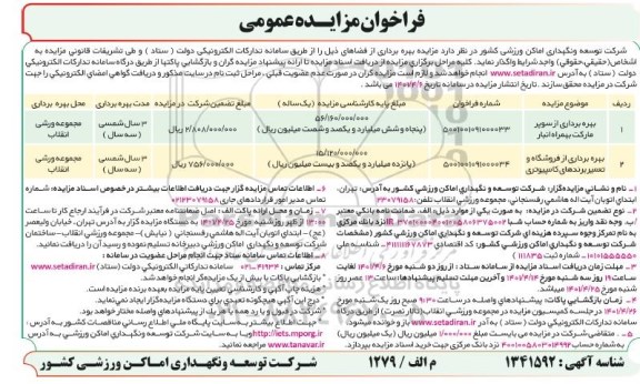 مزایده بهره برداری از سوپرمارکت به همراه انبار و...