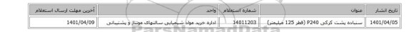 سنباده پشت کرکی P240 (قطر 125 میلیمتر)