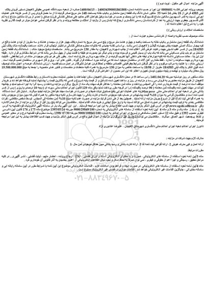 مزایده ششدانگ یک قطعه زمین