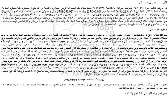 مزایده یک واحد مغازه