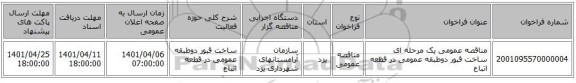 مناقصه، مناقصه عمومی یک مرحله ای ساخت قبور دوطبقه عمومی در قطعه اتباع