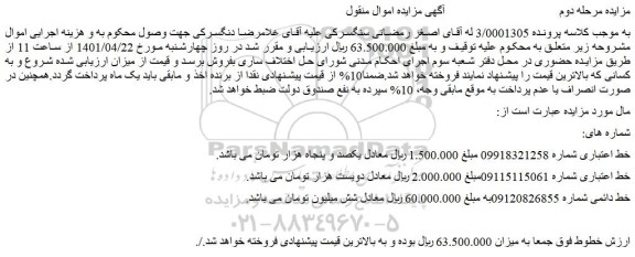 مزایده فروش خط اعتباری- دائمی 
