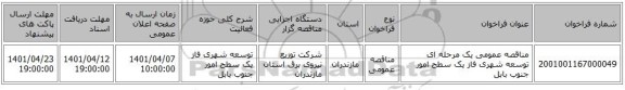 مناقصه، مناقصه عمومی یک مرحله ای توسعه شهری فاز یک سطح امور جنوب بابل