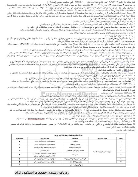 مناقصه، مناقصه عملیات تامین بخشی از نیروی کار