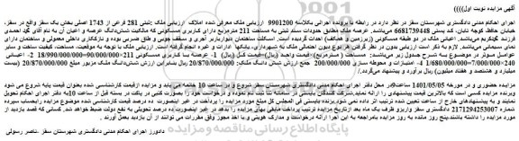 مزایده فروش ملک ثبتی 281 فرعی از 1743 اصلی