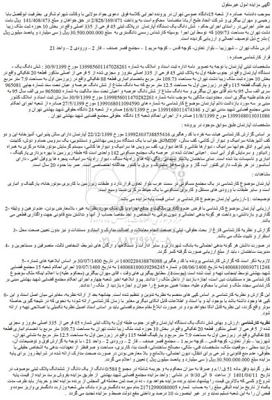 مزایده فروش شش دانگ یک دستگاه آپارتمان