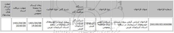 مناقصه، فراخوان ارزیابی کیفی  پروژه خدمات خودروهای استیجاری در سطح استان آذربایجان غربی