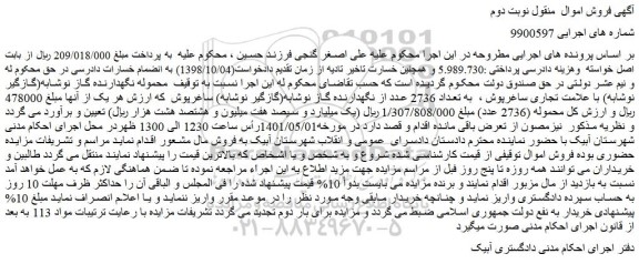 مزایده محموله نگهدارنده گاز نوشابه(گازگیر نوشابه)