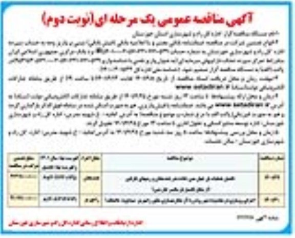 مناقصه تکمیل عملیات پل ...