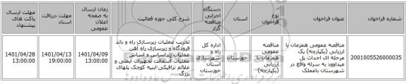 مناقصه، مناقصه عمومی همزمان با ارزیابی (یکپارچه) یک مرحله ای احداث پل میداوود به سرله واقع در شهرستان باغملک