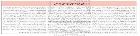 مزایده فروش ملک به پلاک ثبتی 646 فرعی از 2606 اصلی به مساحت حدود 104 مترمربع
