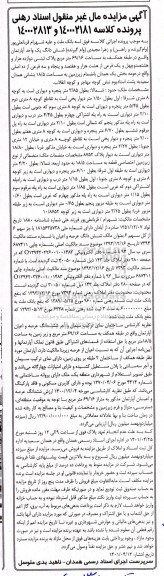 مزایده ششدانگ یک واحد آپارتمان واقع در طبقه همکف به مساحت 69.16 مترمربع ....