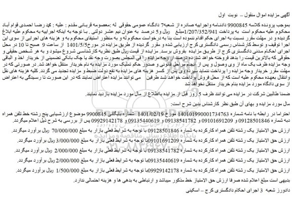 مزایده تلفن همراه کارکرده 