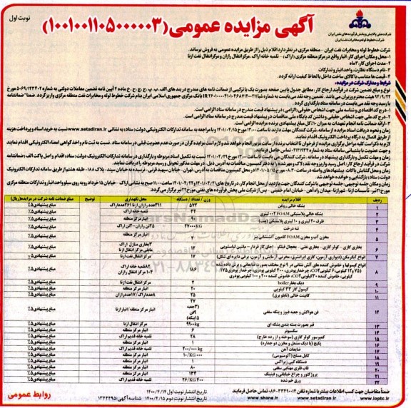 مزایده عمومی ,مزایده بشکه خالی روغن....