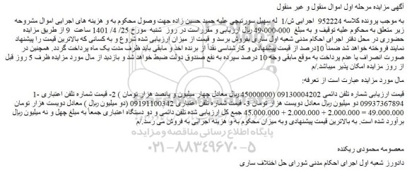 مزایده شماره تلفن دائمی