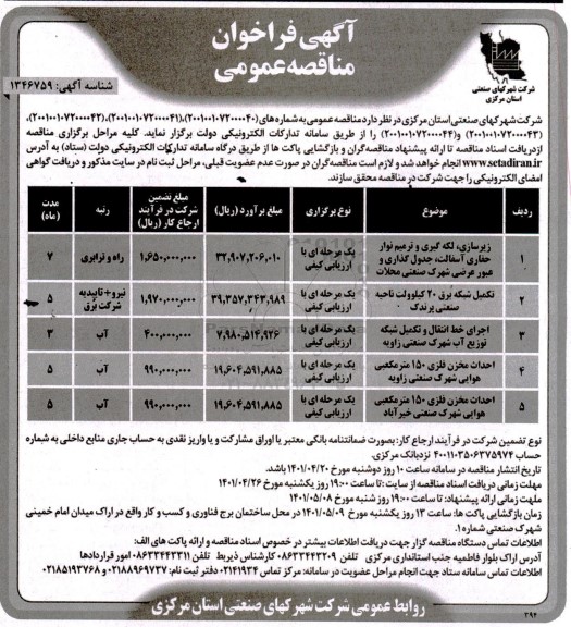 فراخوان مناقصه زیرسازی لکه گیری و ترمیم نوار حفاری آسفالت....