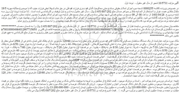 مزایده یک دستگاه ساختمان مسکونی