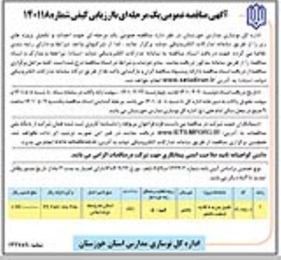 مناقصه تکمیل مدرسه  8 کلاسه...