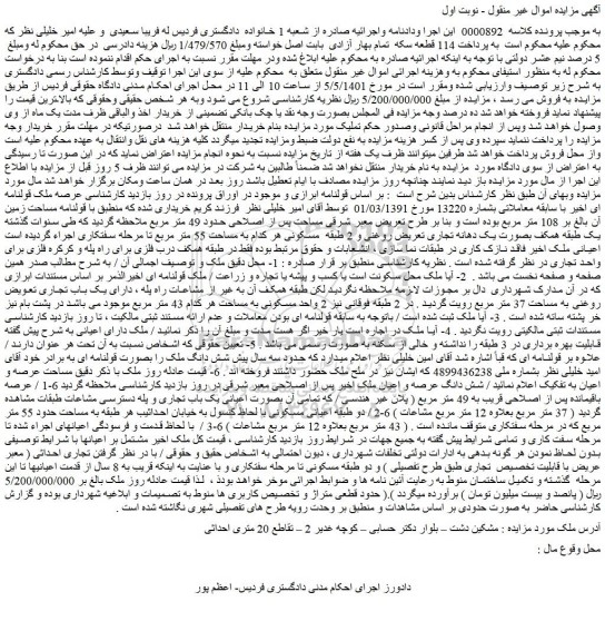 مزایده یک باب تجاری
