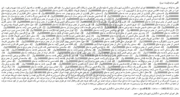 مزایده فروش اقلام شامل تلویزیون...