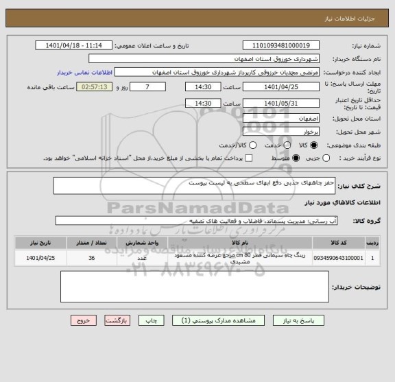 استعلام حفر چاههای جذبی دفع ابهای سطحی به لیست پیوست