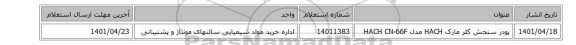 پودر ‎سنجش کلر‏ مارک HACH‎ مدل ‎ HACH CN-66F