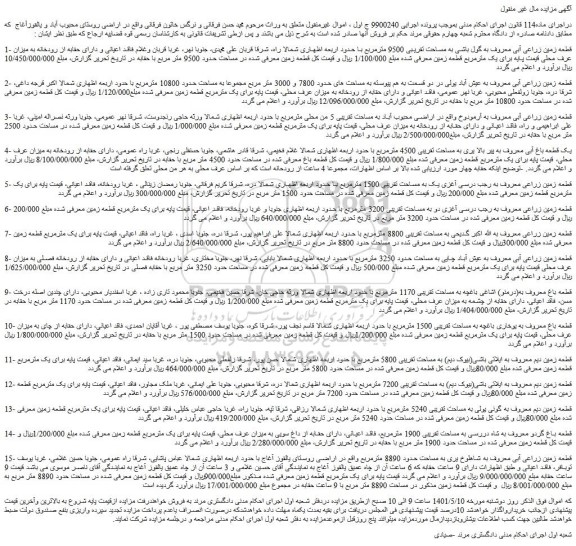 مزایده قطعه زمین زراعی آبی