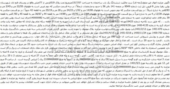مزایده ششدانگ یک باب ساختمان 