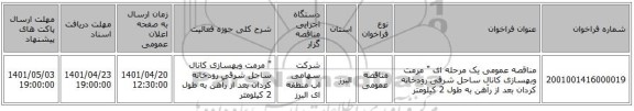 مناقصه، مناقصه عمومی یک مرحله ای 