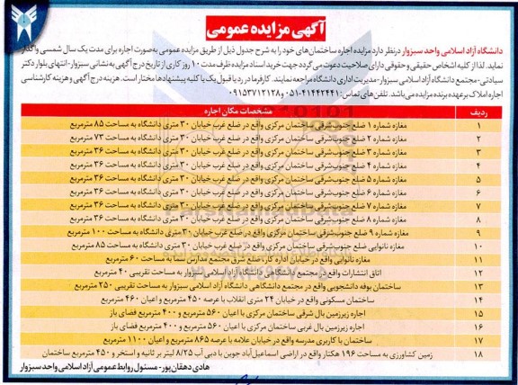 مزایده مزایده اجاره ساختمانهای