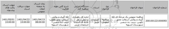 مناقصه، مناقصه عمومی یک مرحله ای لکه گیری و روکش آسفالت محور نالوس- دربند- ده شمس شهرستان اشنویه