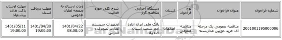 مناقصه، مناقصه عمومی یک مرحله ای خرید دوربین مداربسته