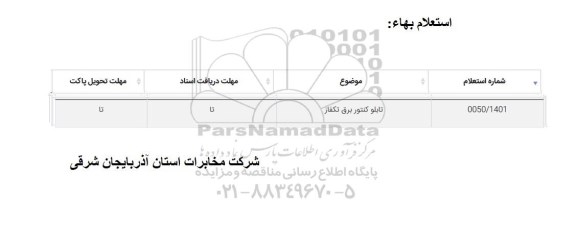 استعلام تابلو کنتور برق تکفاز