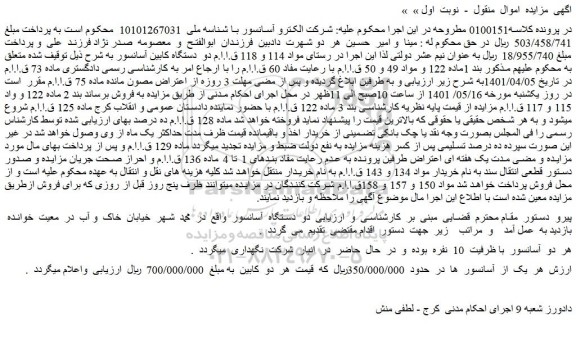 مزایده دو دستگاه کابین آسانسور 
