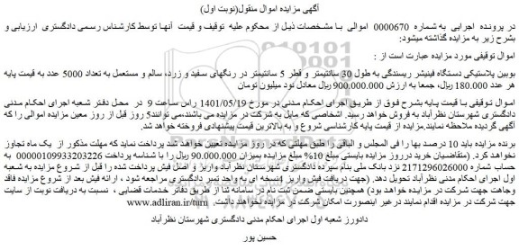 مزایده بوبین پلاستیکی دستگاه فینیشر ریسندگی ...